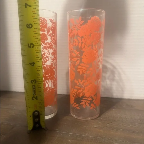 Set of 2 Libbey Coral Rose Highball Glasses - Picture 3 of 4